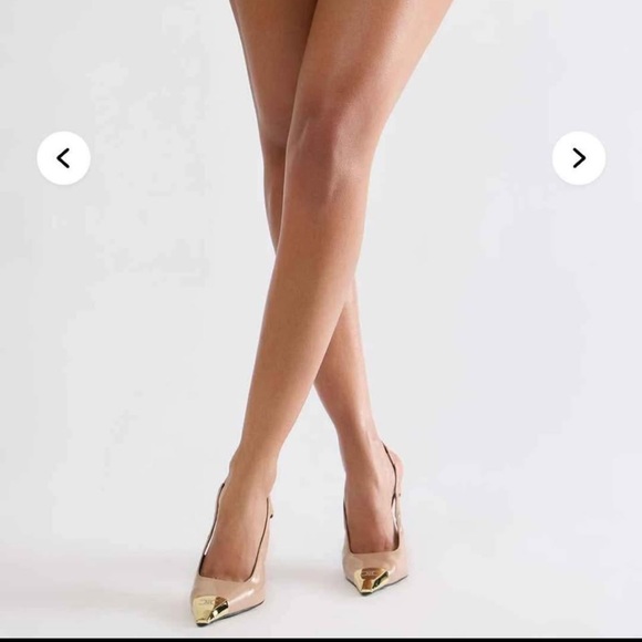 Fashionnova Tan and Gold Slingback Heels - Picture 4 of 4